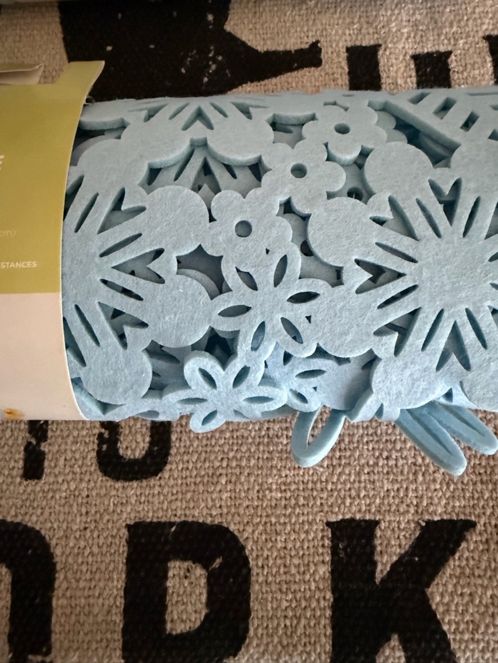 Light Blue Floral Felt Table Runner - Stylish Home Dining Accent